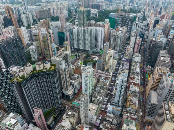Mong Kok Hongkong Januari 2022 Ovanifrån Hongkong Stad Upptagen Gata — Stockfoto