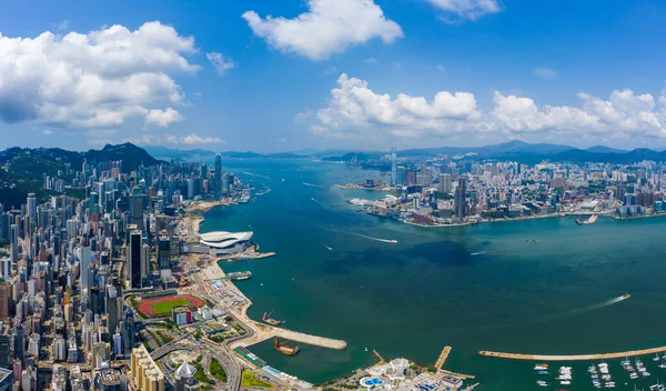 Hong Kong Septiembre 2019 Vista Arriba Hacia Abajo Ciudad Hong —  Fotos de Stock