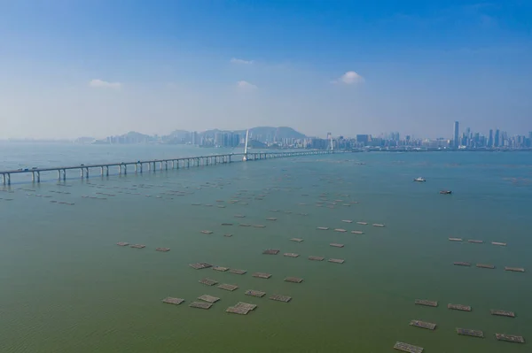 Bovenaanzicht Van Hong Kong Shenzhen Western Corridor Verbinden Hong Kong — Stockfoto