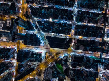 Sham Shui Po, Hong Kong - 22 Ocak 2022: Hong Kong şehrinin hava manzarası