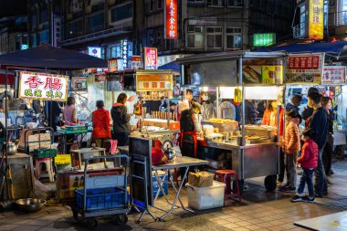 Taipei, Taiwan - 02 April 2022: ningxia night market in Taipei city night