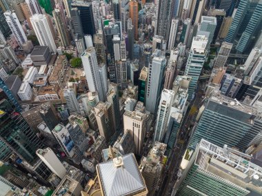 Merkez, Hong Kong - 16 Aralık 2021: Hong Kong iş bölgesi manzarası