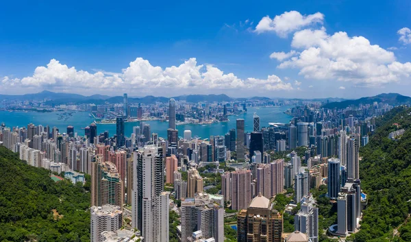 Hong Kong Agosto 2020 Vista Aérea Ciudad Hong Kong — Foto de Stock