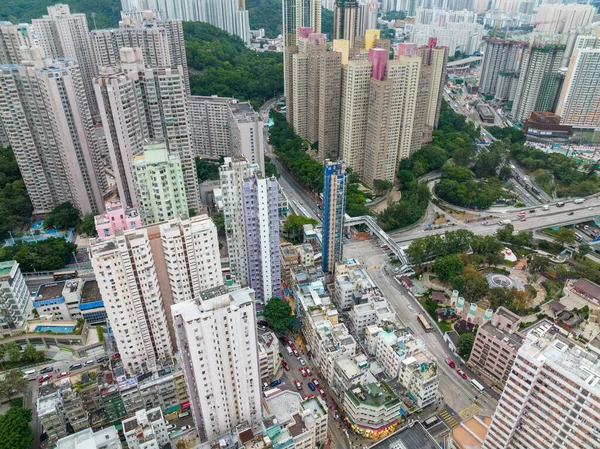 Hong Kong Yerleşim Alanının Havadan Görünümü — Stok fotoğraf