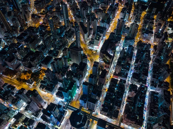 Top View Hong Kong City Night — Fotografia de Stock