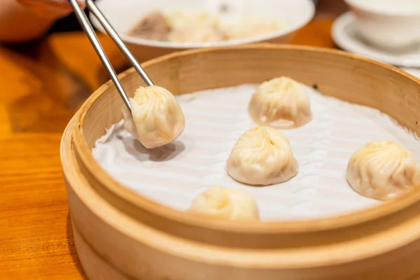 Chinese style steamed soup bun in restaurant