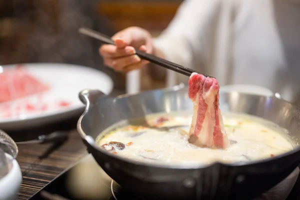 Taiwan Mala Spicy Duck Blood Hot Pot — Stock Photo, Image