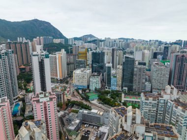 San Po Kong, Hong Kong - 21 Kasım 2021: Hong Kong şehir merkezi manzarası