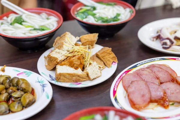 Prato Comida Rua Taiwanês Restaurante Livre — Fotografia de Stock