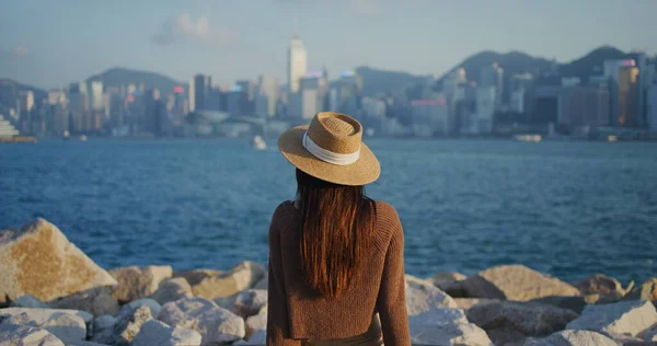 Regard Femme Sur Ville Hong Kong — Photo