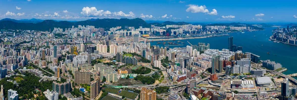 Hong Kong Septiembre 2019 Vista Aérea Ciudad Hong Kong Lado — Foto de Stock