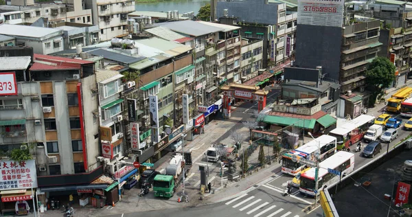 Taipei, Taiwan - 15 March 2022; Top down view of Raohe St. street market in Taipei city