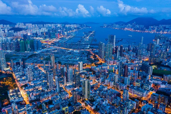 Hong Kong Septiembre 2021 Vista Arriba Hacia Abajo Ciudad Hong —  Fotos de Stock