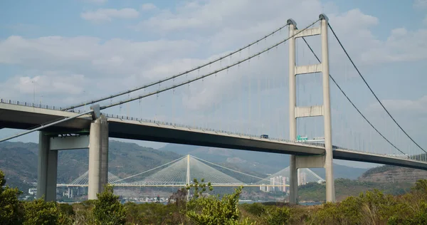 Puente Colgante Tsing Ciudad Hong Kong — Foto de Stock