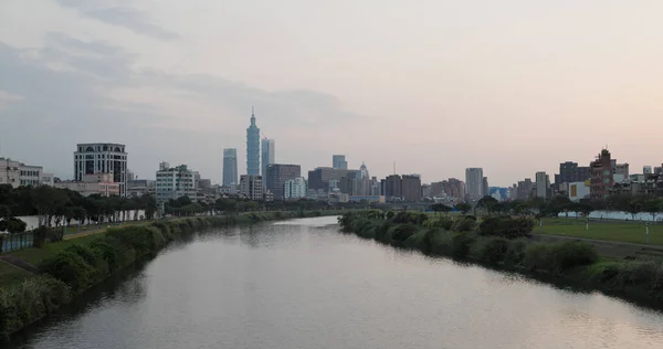 Taipei Taiwan Mars 2022 Skyline Ville Taipei Avec Rivière Keelung — Photo