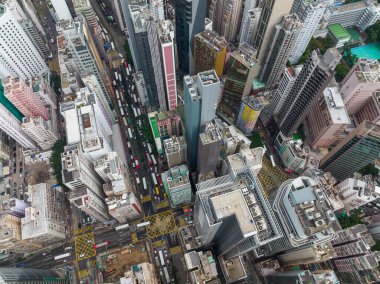 Wan Chai, Hong Kong - 16 Aralık 2021: Hong Kong şehrinin en iyi manzarası