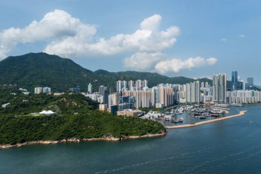 Sai Wan Ho, Hong Kong - 06 Eylül 2022: Hong Kong şehrinin hava manzarası