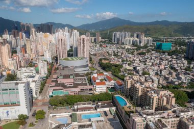 Yuen Long, Hong Kong - 08 Eylül 2021: Hong Kong 'un üst manzarası