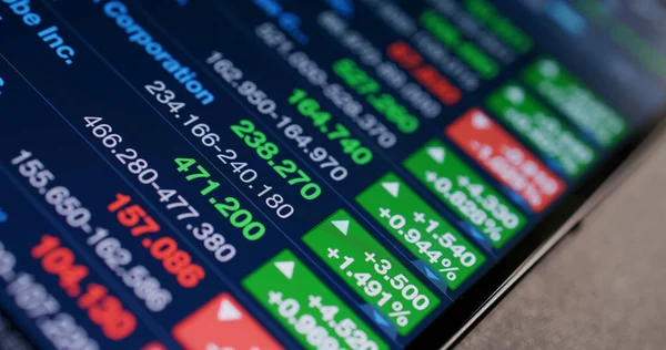 タブレットPc画面に表示される株式市場データ — ストック写真