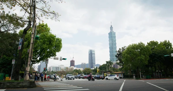 Тайбэй Тайвань Марта 2022 Года Силуэт Города Тайбэй Мемориальном Зале — стоковое фото