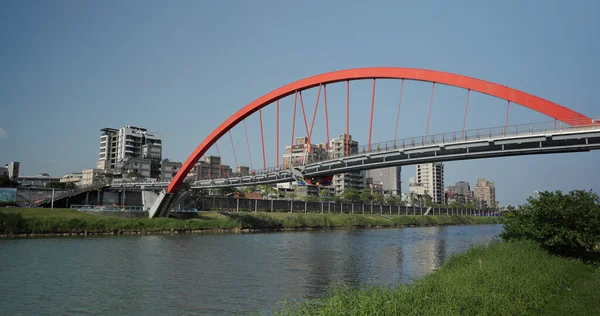 Taipei Taiwan March 2022 Rainbow Bridge Keelung River — Zdjęcie stockowe