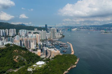 Sai Wan Ho, Hong Kong - 06 Eylül 2022: Hong Kong şehrinin hava manzarası