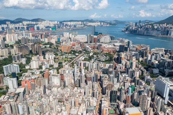 Kowloon Hong Kong Agosto 2021 Vista Dall Alto Della Città — Foto Stock
