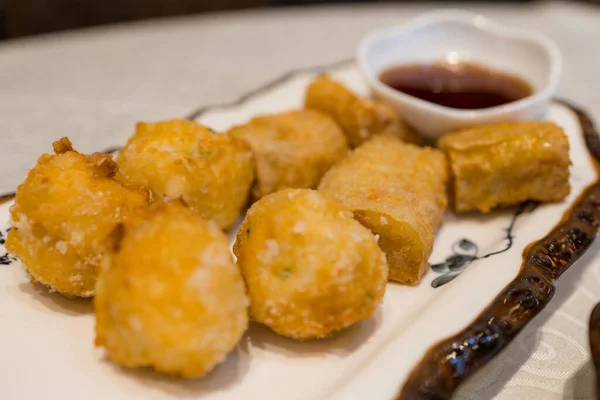 Crispy Shrimp Balls Sauce — Stok fotoğraf