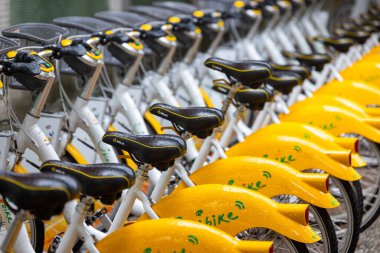 Taipei, Tayvan - 27 Haziran 2022: Tayvan 'da bisiklet paylaşımı