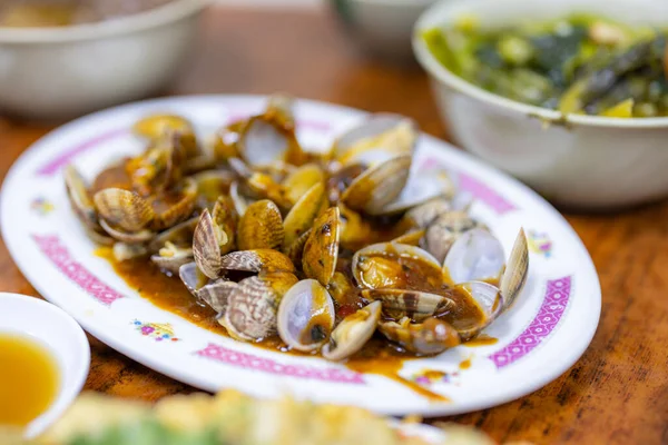 Asian Fry Clam Dish Restaurant — Foto de Stock