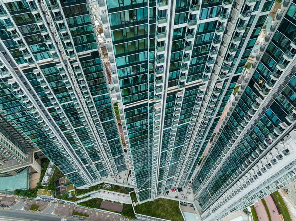 Vista Dall Alto Verso Basso Esterno Dell Appartamento Residenziale Hong — Foto Stock