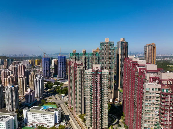 Hong Kong Yerleşim Bölgesinin Üstten Görünüm — Stok fotoğraf
