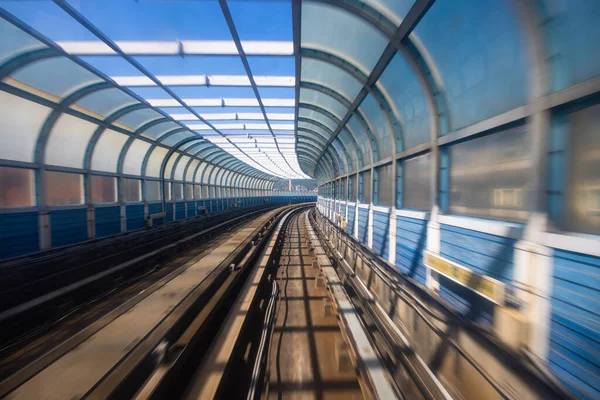 Motion Blur Train Moving Tunnel — Stock Photo, Image