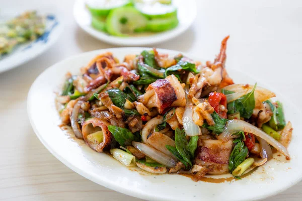 Penghu Seafood Fried Squid Basil — Φωτογραφία Αρχείου
