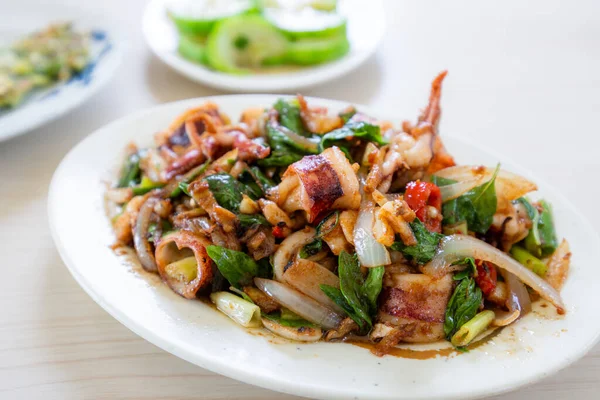 Fried Squid Dish Seafood Taiwan — Foto Stock