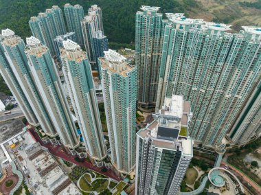 Lohas Park, Hong Kong - 09 Şubat 2022: Hong Kong konut dairesinin üst manzarası