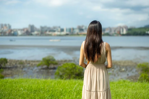 Woman Look Sea Bali Taiwan — Foto Stock