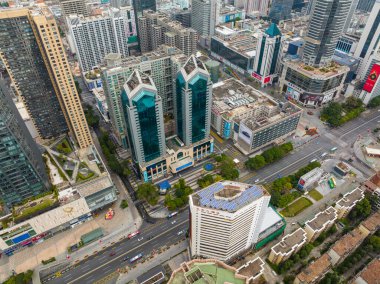 Shenzhen, Çin - 21 Ocak 2022: Shenzhen şehrinin üst manzarası, Futian Bölgesi