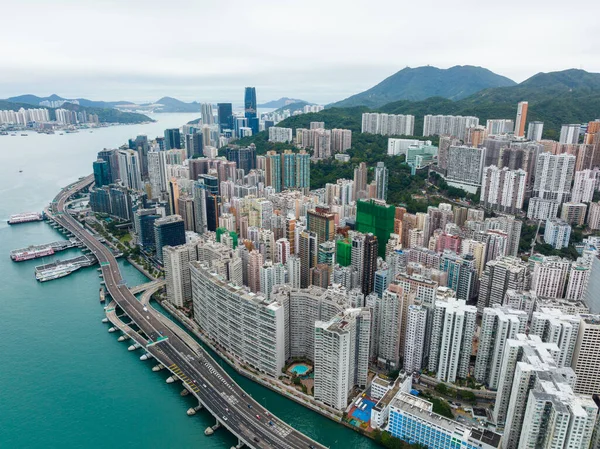 Hong Kong February 2022 Aerial View Hong Kong City — Foto Stock