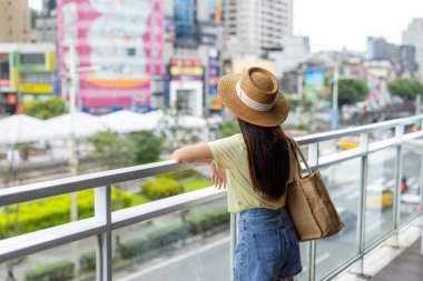 Tourist woman look at Keelung city in Taiwan