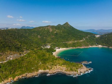 Aerial view of sand beach in Hong Kong