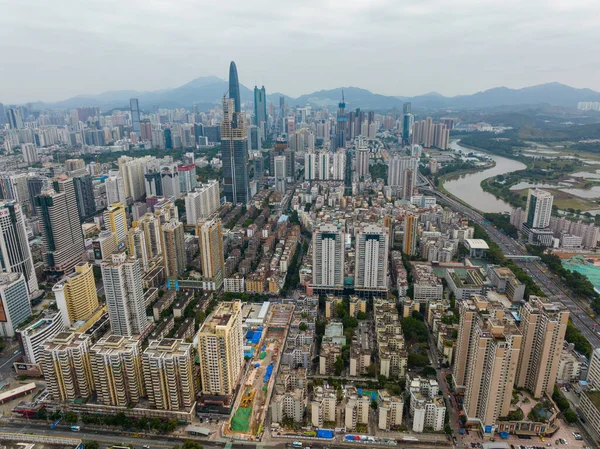 Shenzhen China February 2022 Top View Shenzhen Futian District — Stockfoto