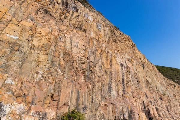 Hexagonal rock formation in geopark near east dam in sai kung of Hong Kong