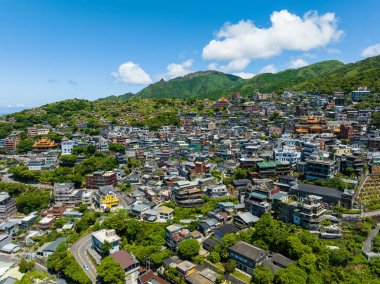 Drone fly over Jiufen of Taiwan