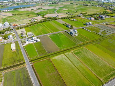 Top view of Dongshan rice meadow in Yilan of Taiwan