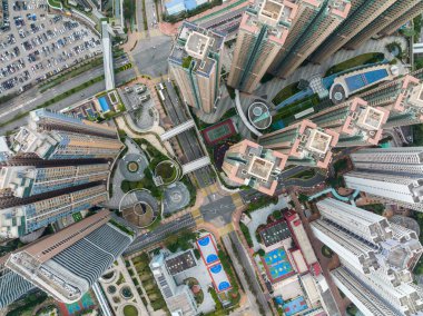 Tseung kwan o, Hong kong - 09 February 2022: Top down view of Hong Kong city