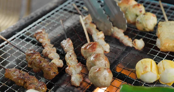 Hong Kong Stylu Bbq Różnych Klopsików Mięsa — Zdjęcie stockowe