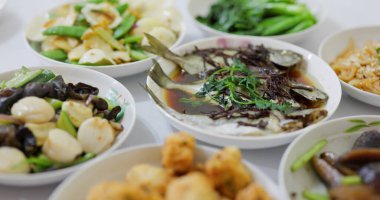 Chinese style family dinner at home together
