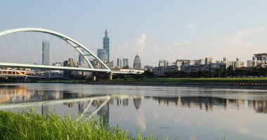 Taipei, Taiwan - 23 July 2022: Macarthur Bridge and Keelung River in Taipei city of Taiwan