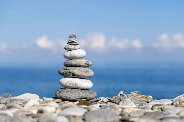 Rock Balancing Ocean Beach — Photo